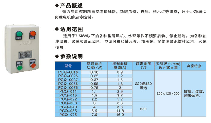 PCQ磁力啟動(dòng)控制箱